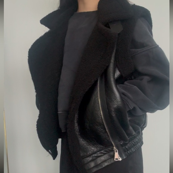 Oak + fort Sherpa black aviator vest - Picture 4 of 5